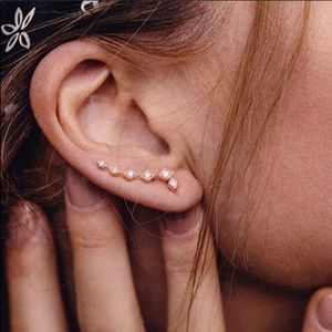 Luv AJ diamond kite crawler earring set.